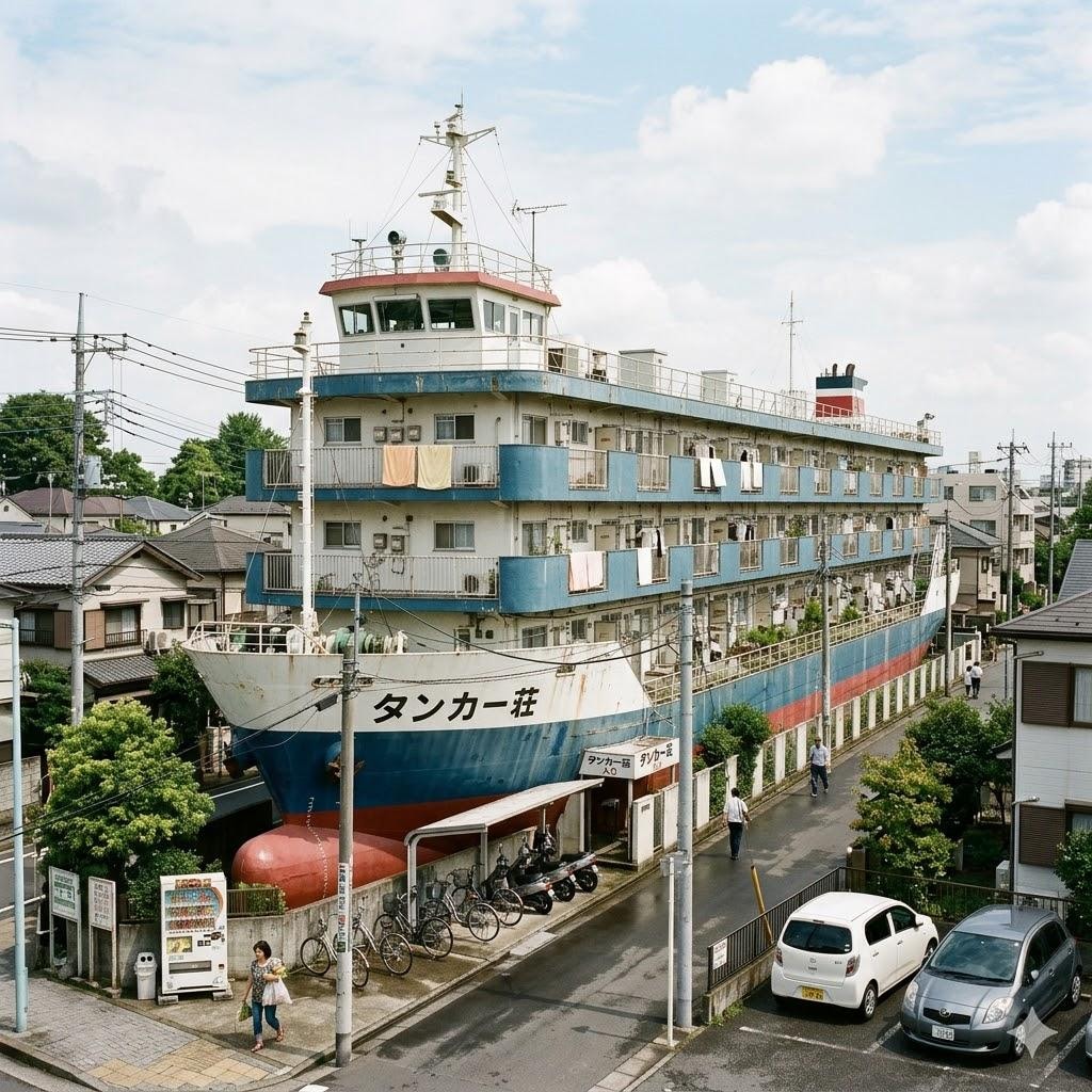 タンカー型のアパート