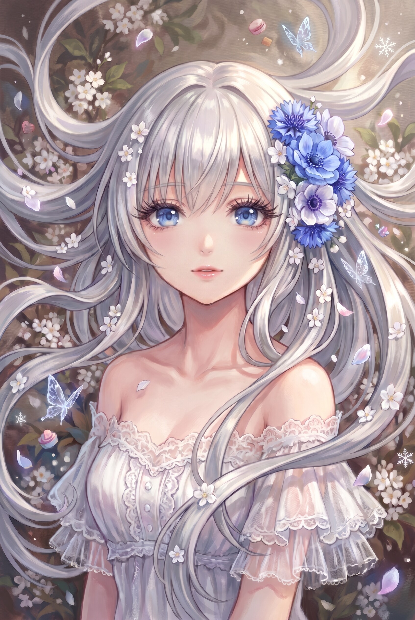 蒼花纏う銀波 | の人気AIイラスト・グラビア
