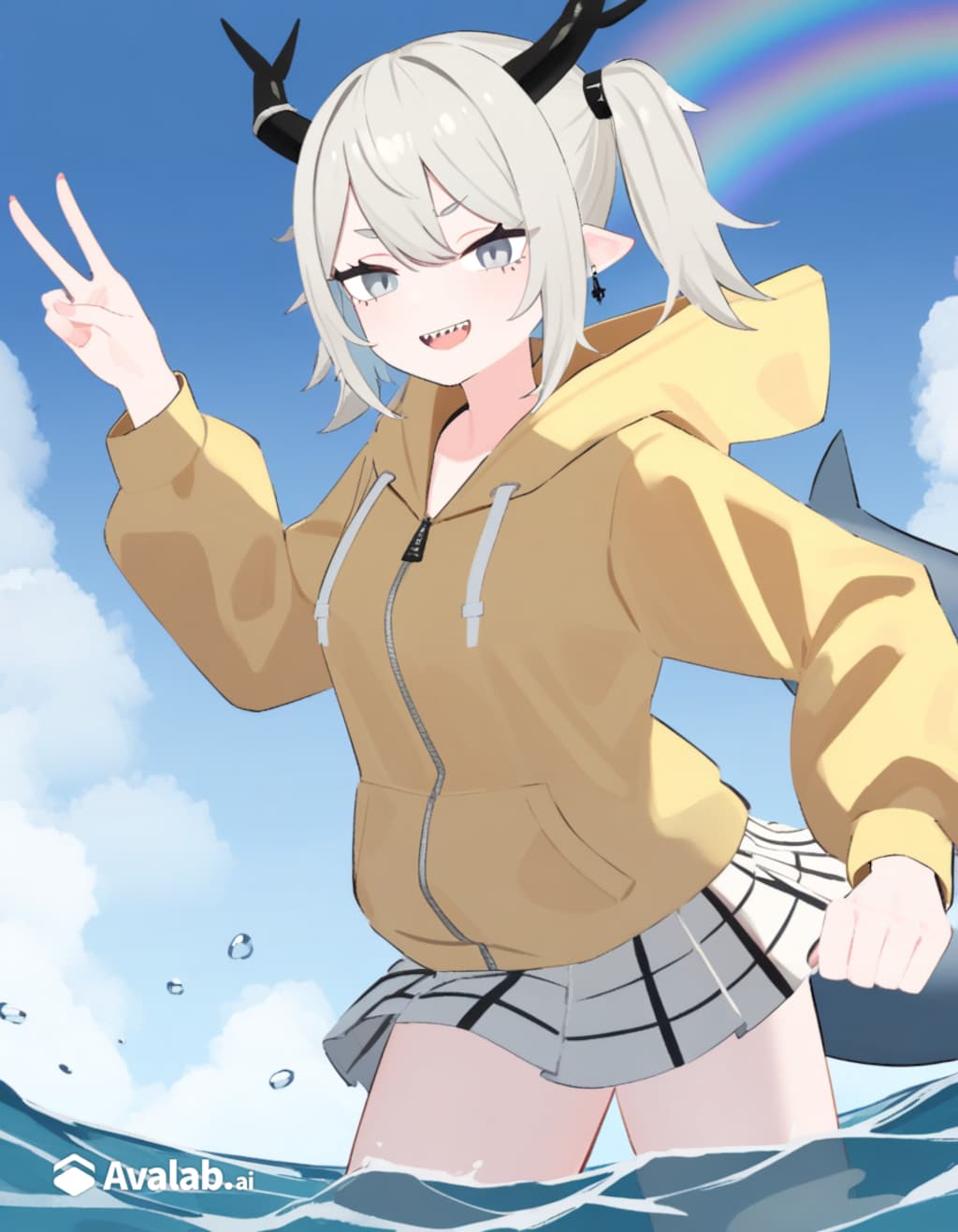 海でサメのコスプレをする娘達