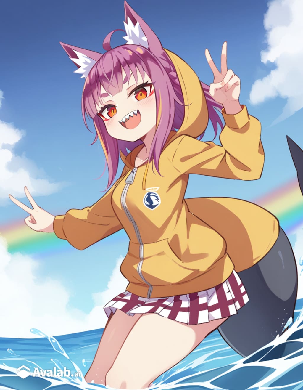 海でサメのコスプレをする娘達