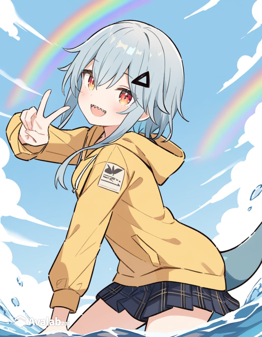 海でサメのコスプレをする娘達