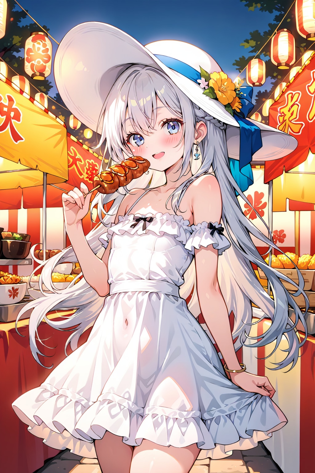 祭りを楽しむ銀髪ちゃん
