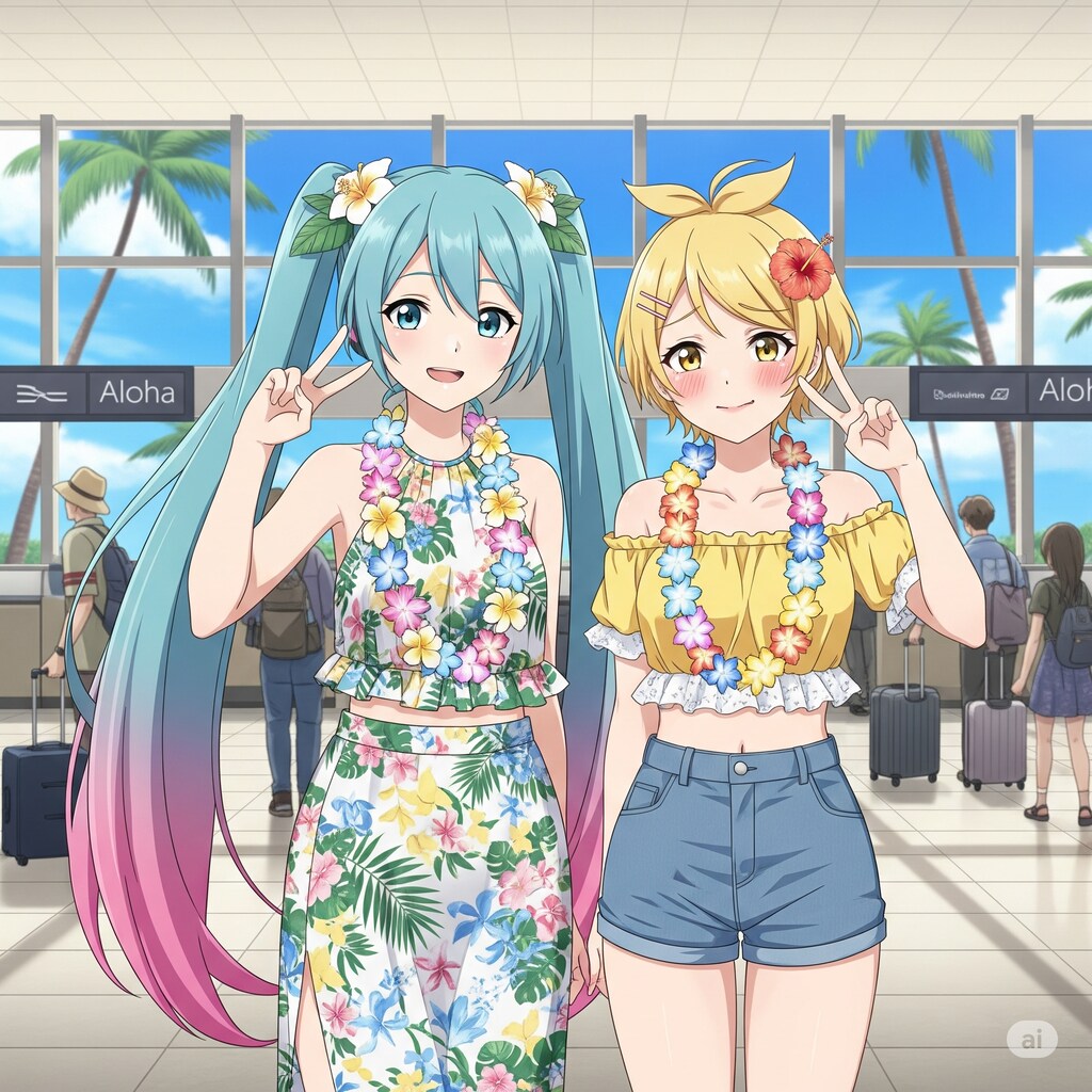 ミクさんリンさんハワイに来ました