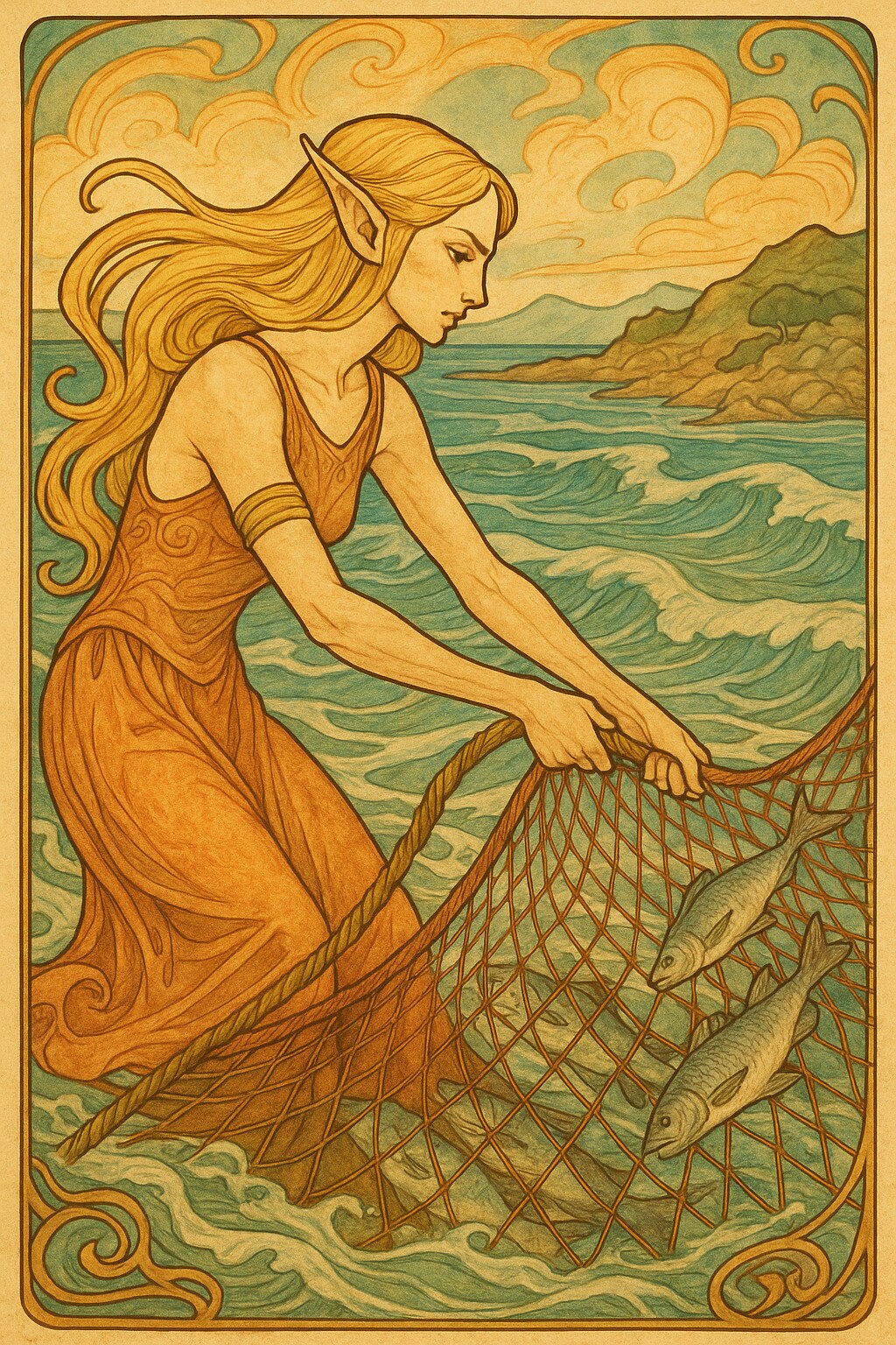 エルフの地引網漁