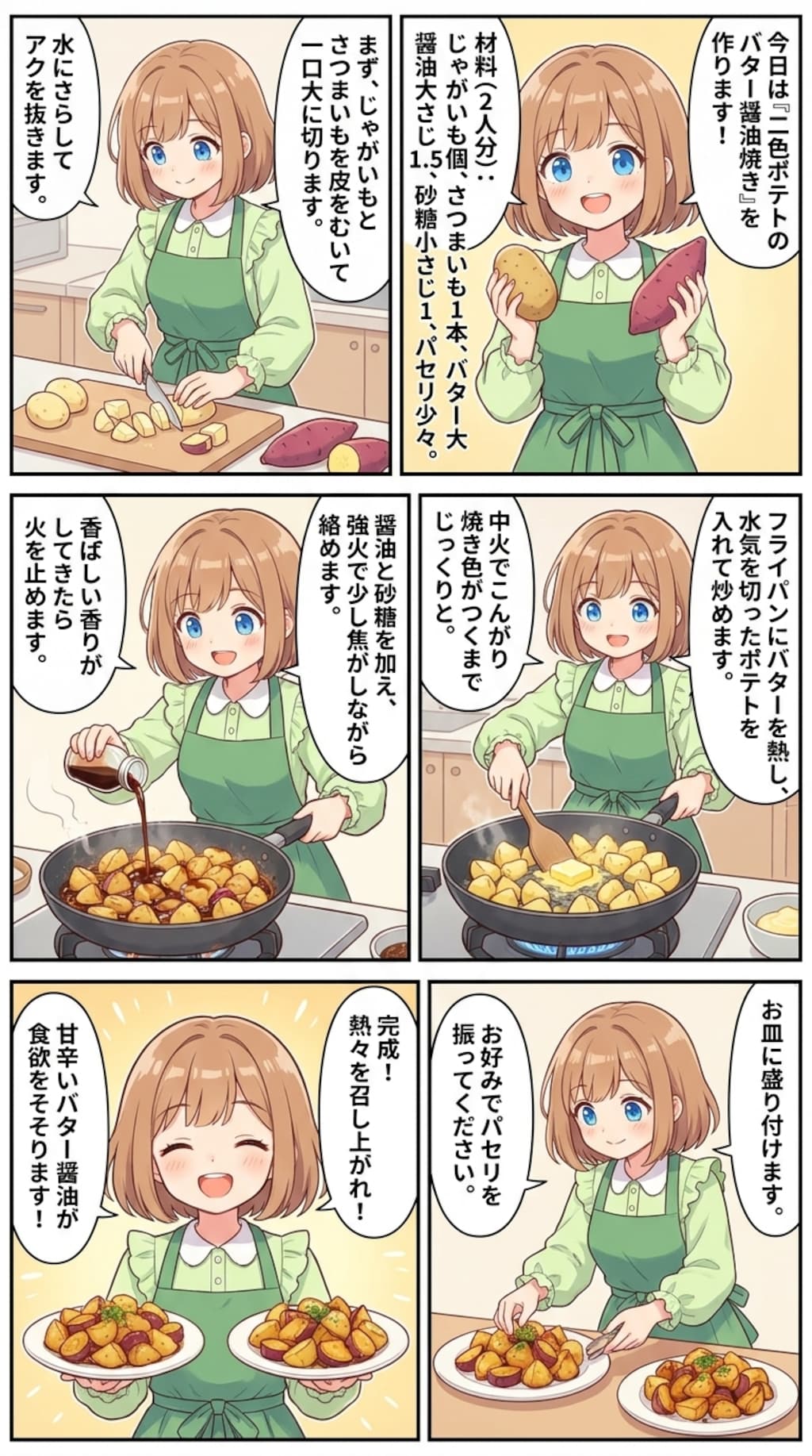 二色ポテトのバター醤油焼き