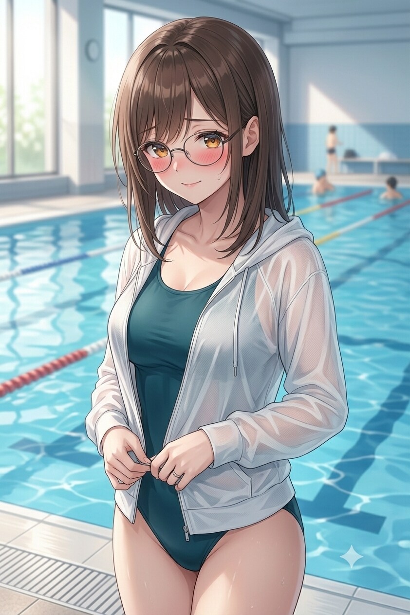 若妻とプール