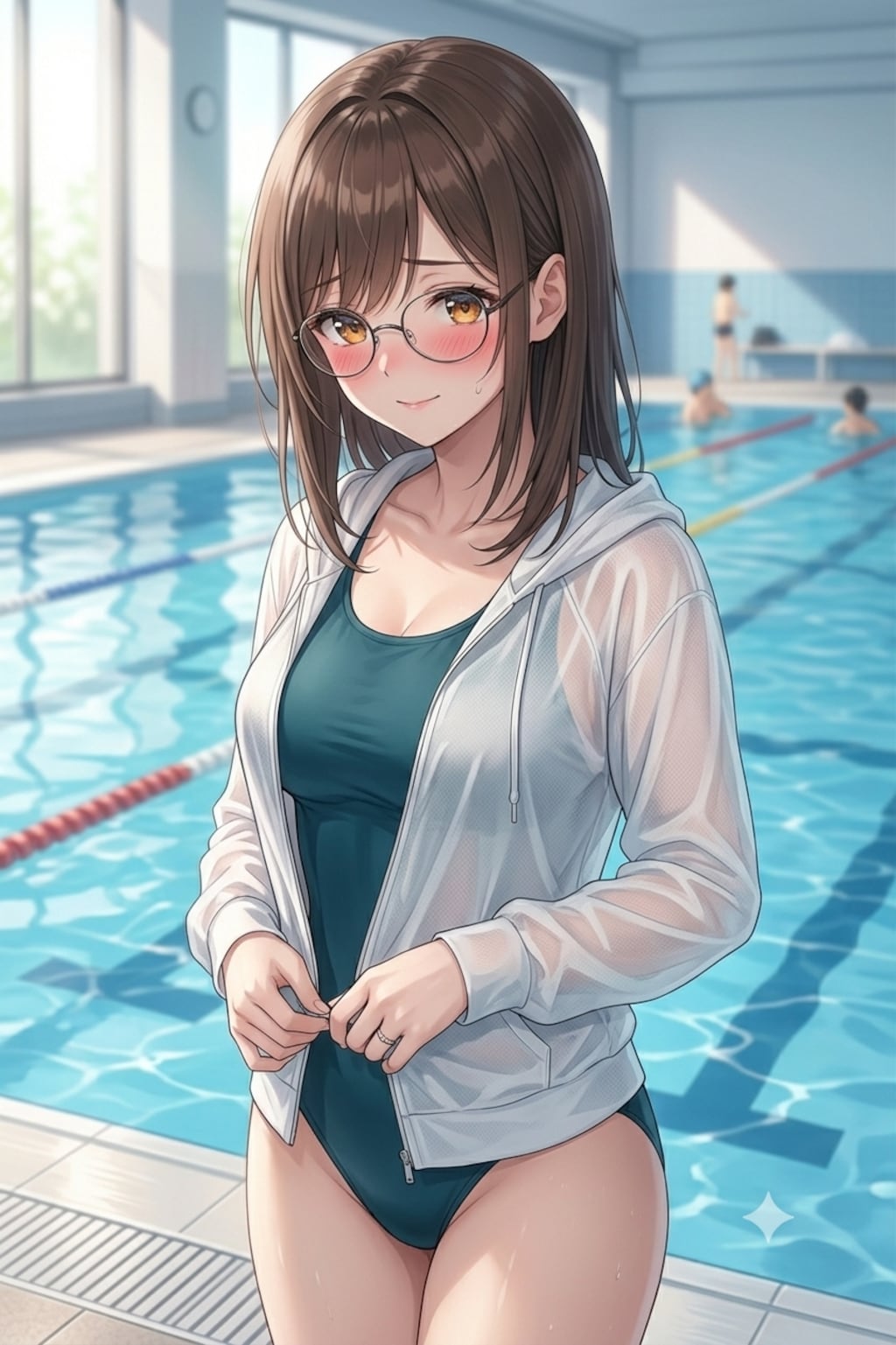 若妻とプール