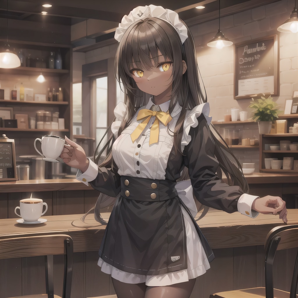 黒髪ロングでカフェの少女１８