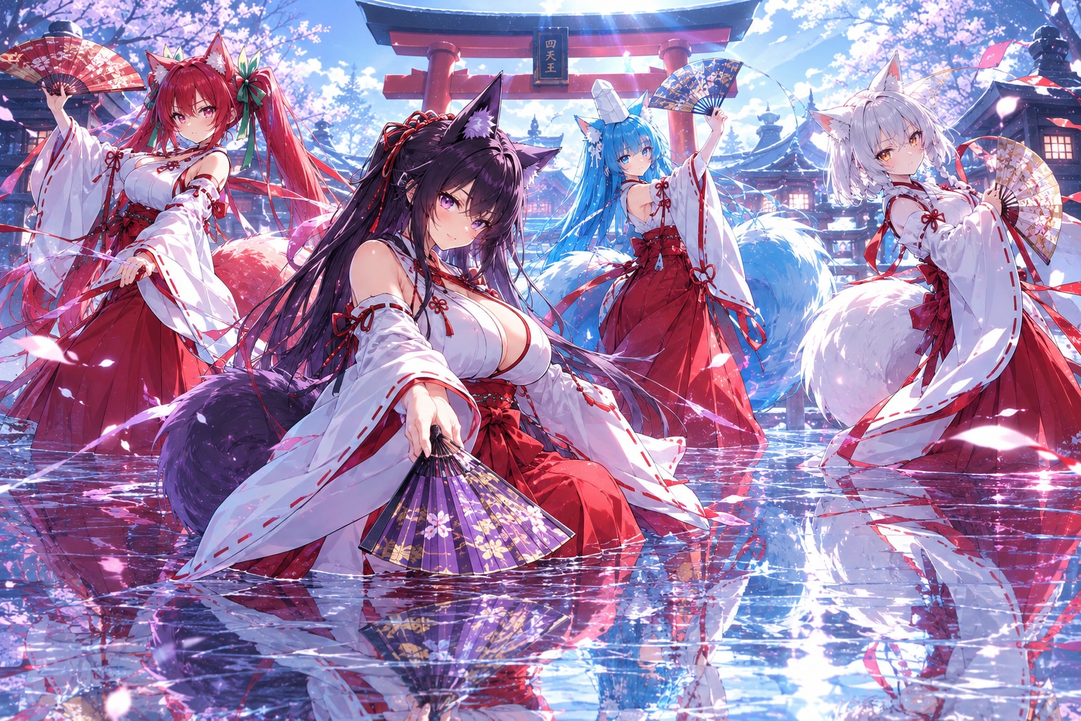 巫女さん四天王 | の人気AIイラスト・グラビア