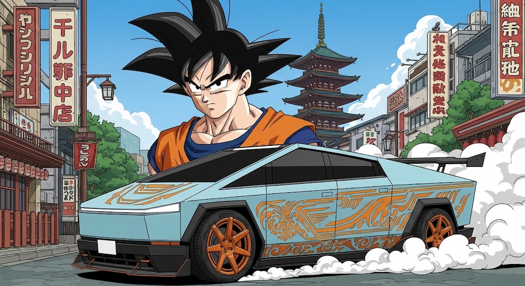 孫悟空とテスラサイバートラック