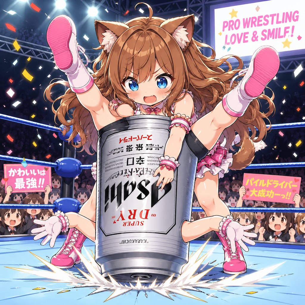 プロレス技をかける小さな女の子