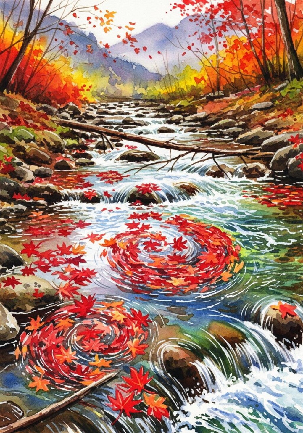 からくれなゐに水くくる川の風景