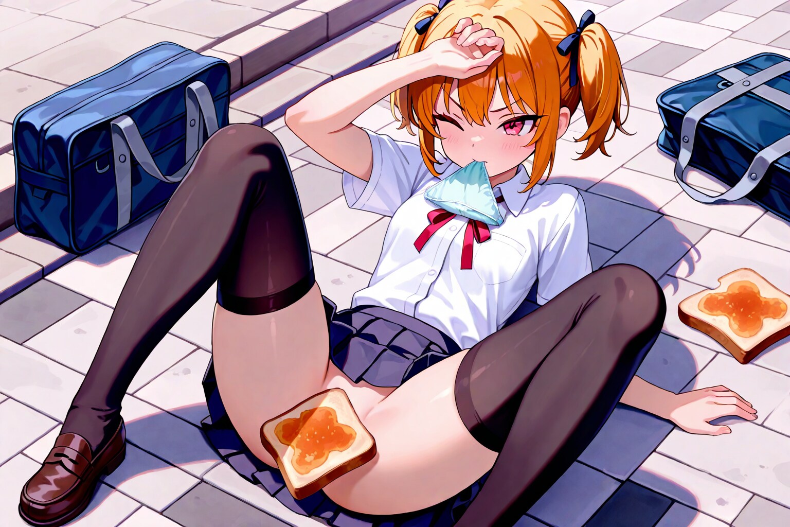 パンツ咥えたパン丸見えの女の子