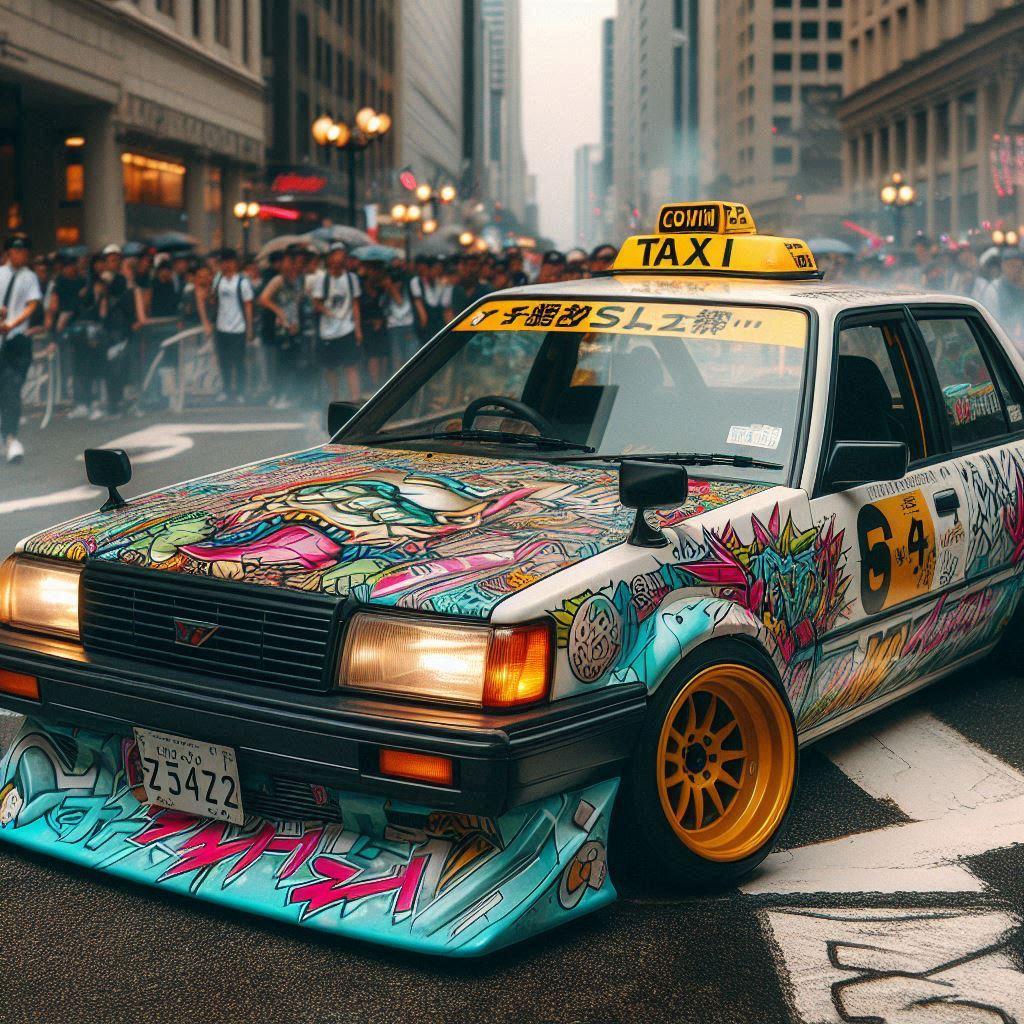 街道レーサー風タクシーのドリ車 | の人気AIイラスト・グラビア
