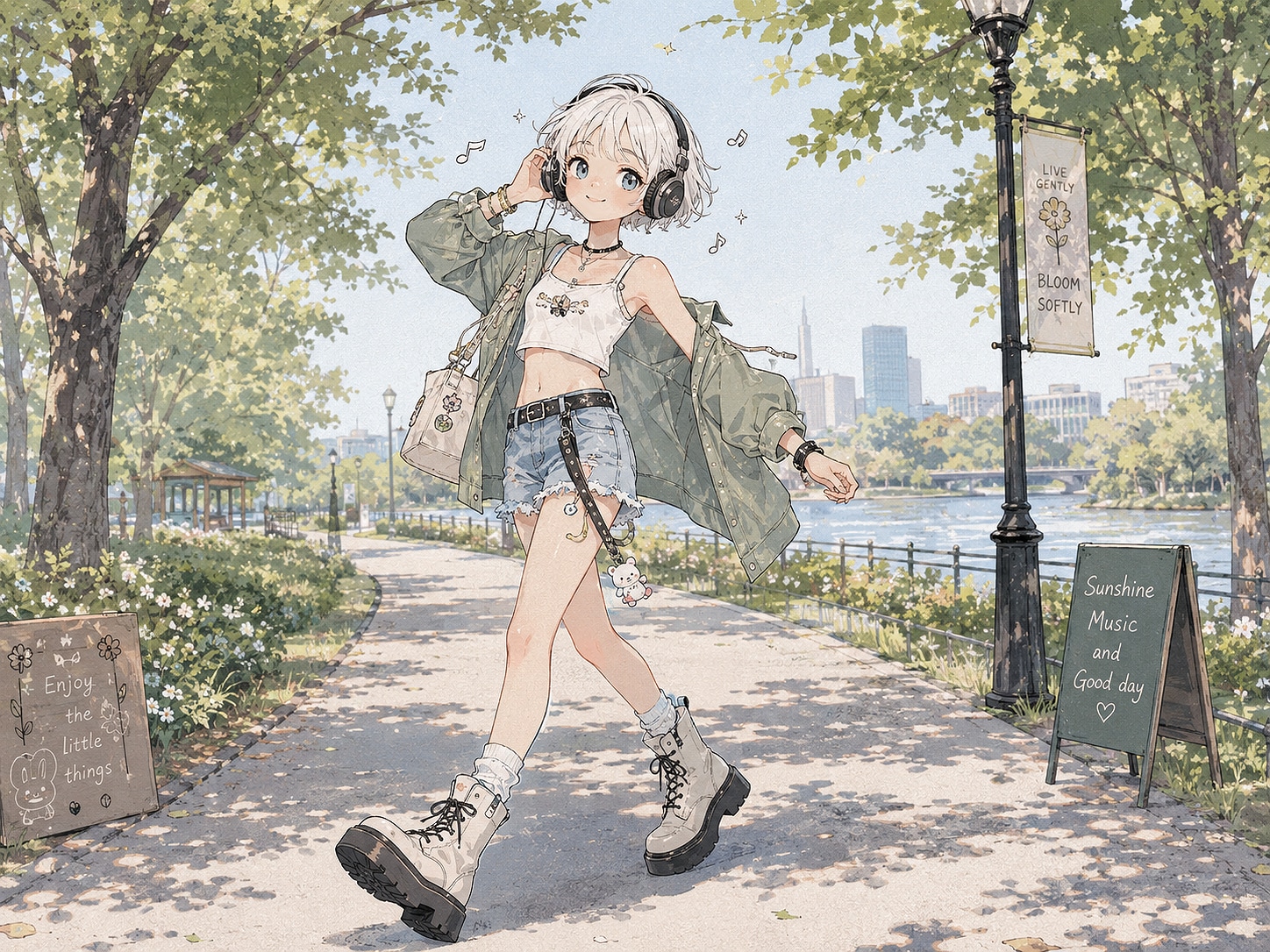 ヘッドホン少女 (街と少女118)