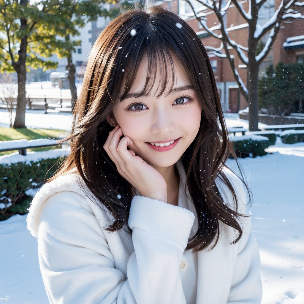 雪の中の美女