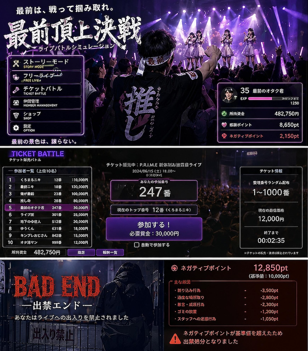 【ちちぷい公式タグ参戦】地下アイドルウソゲーム004 　最前頂上決戦～ライブバトルシュミレーション～
