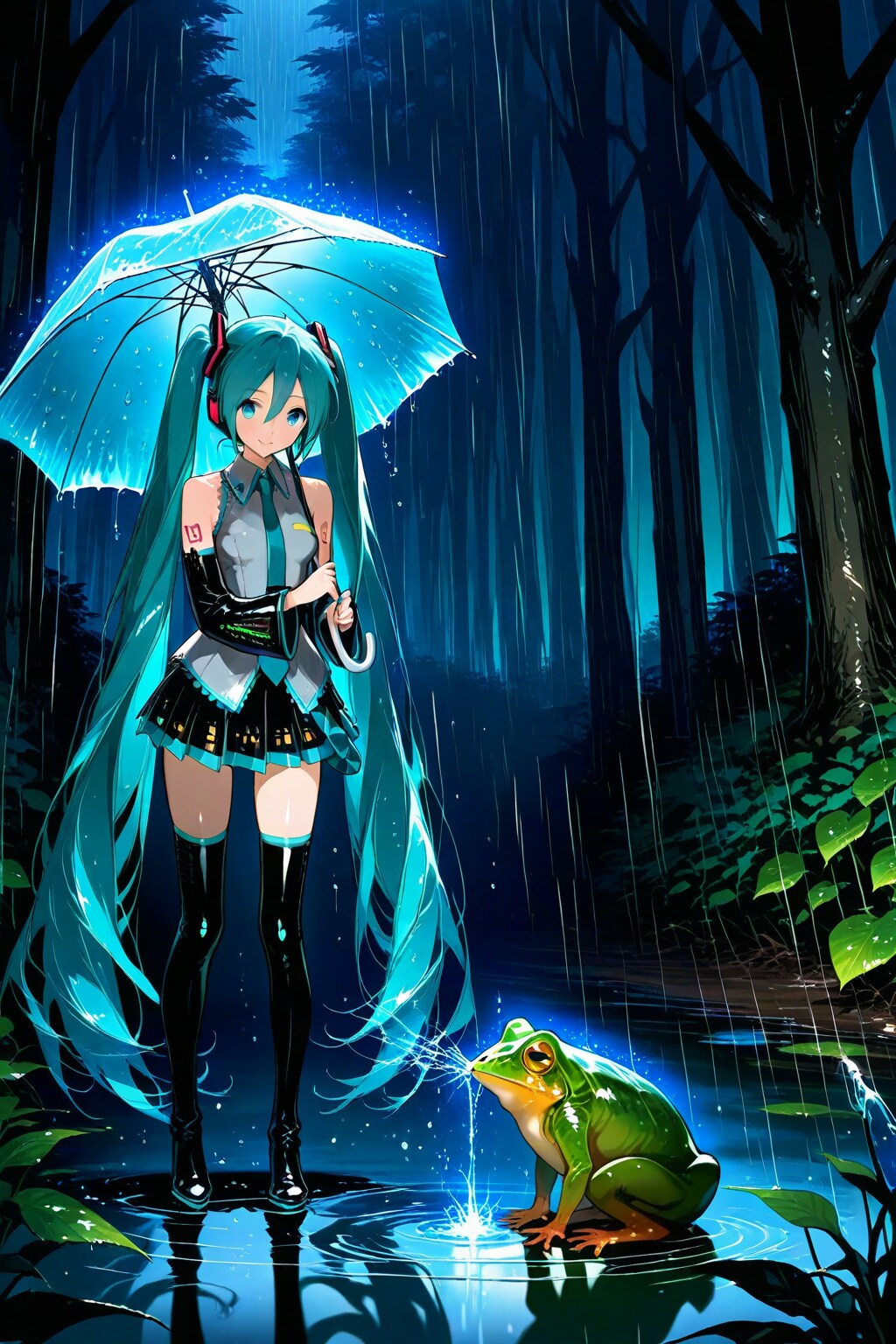 ミクの居る風景　雨蛙の森