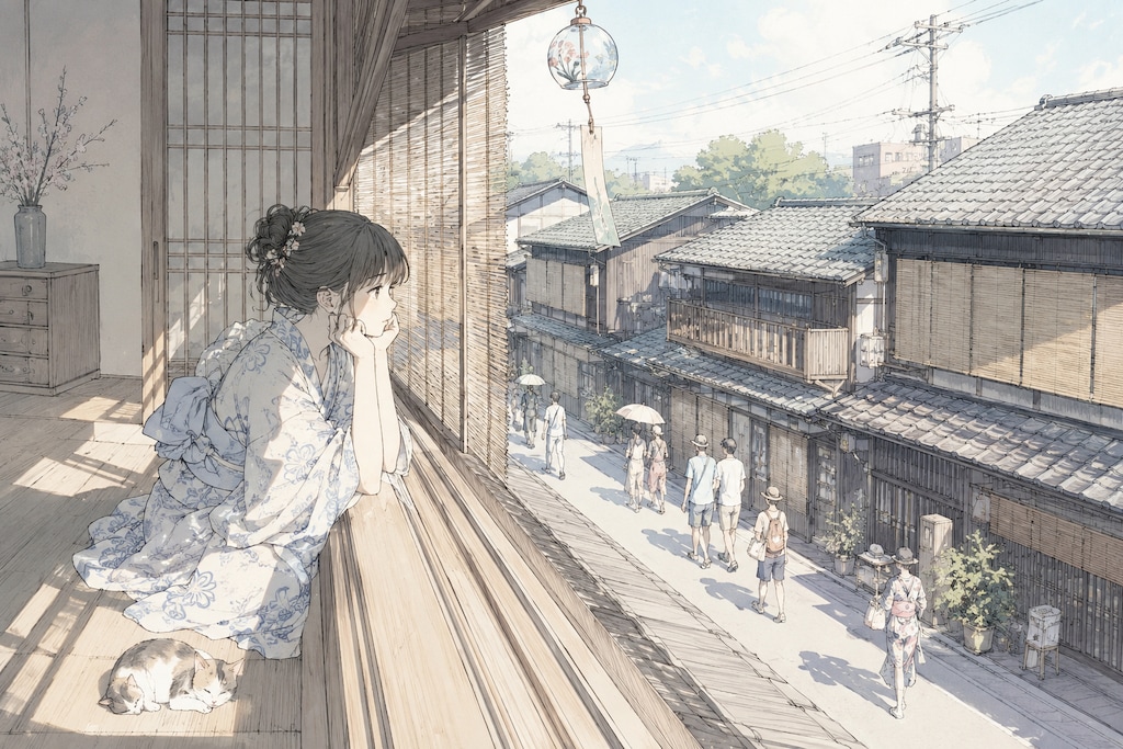 京町家、二階から