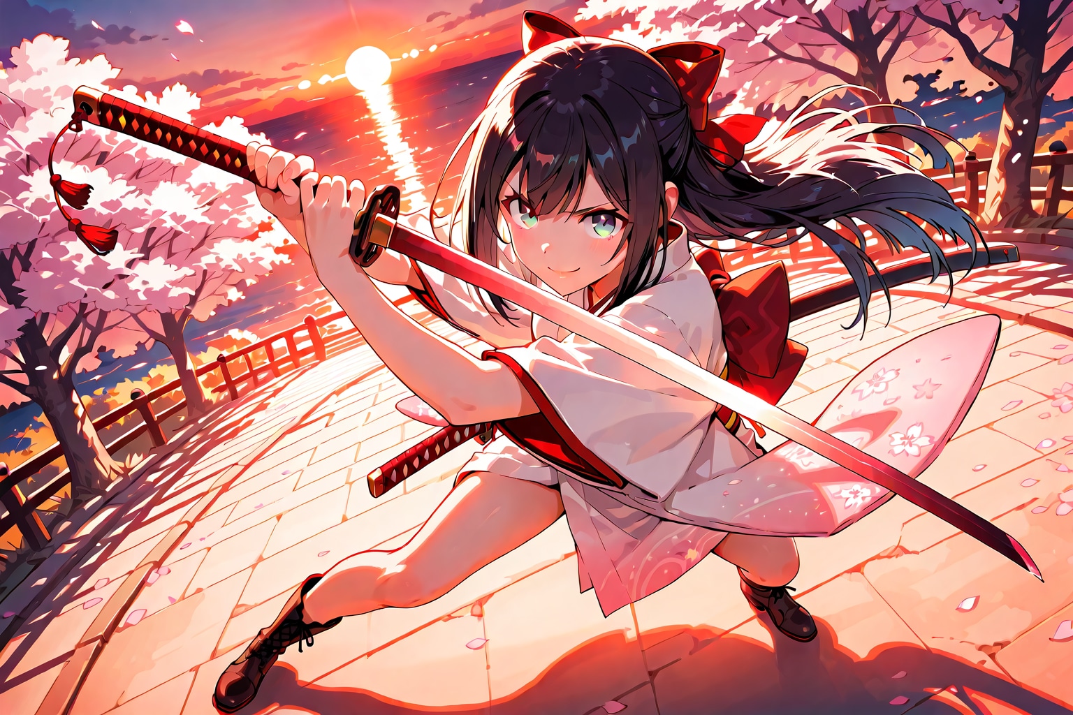 侍ガールと桜