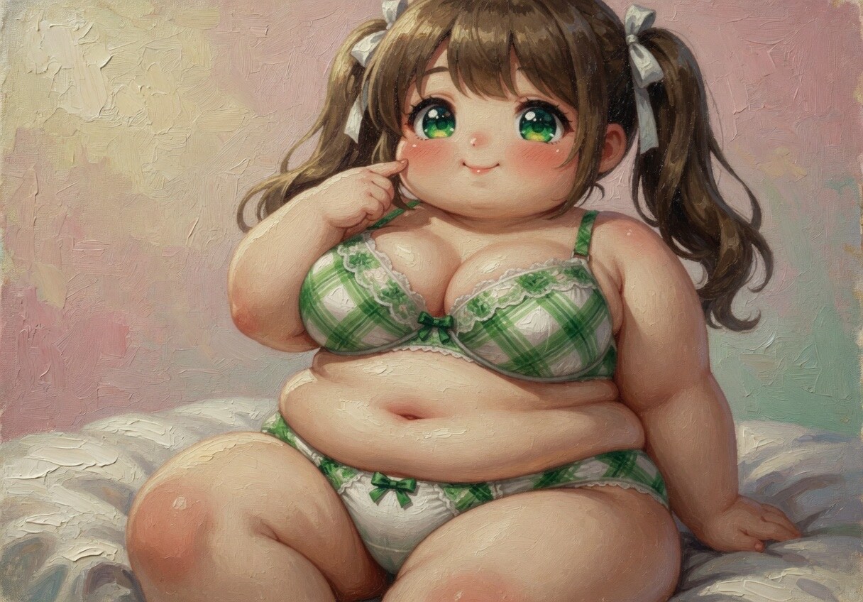 ぽっちゃり緑下着ちゃん