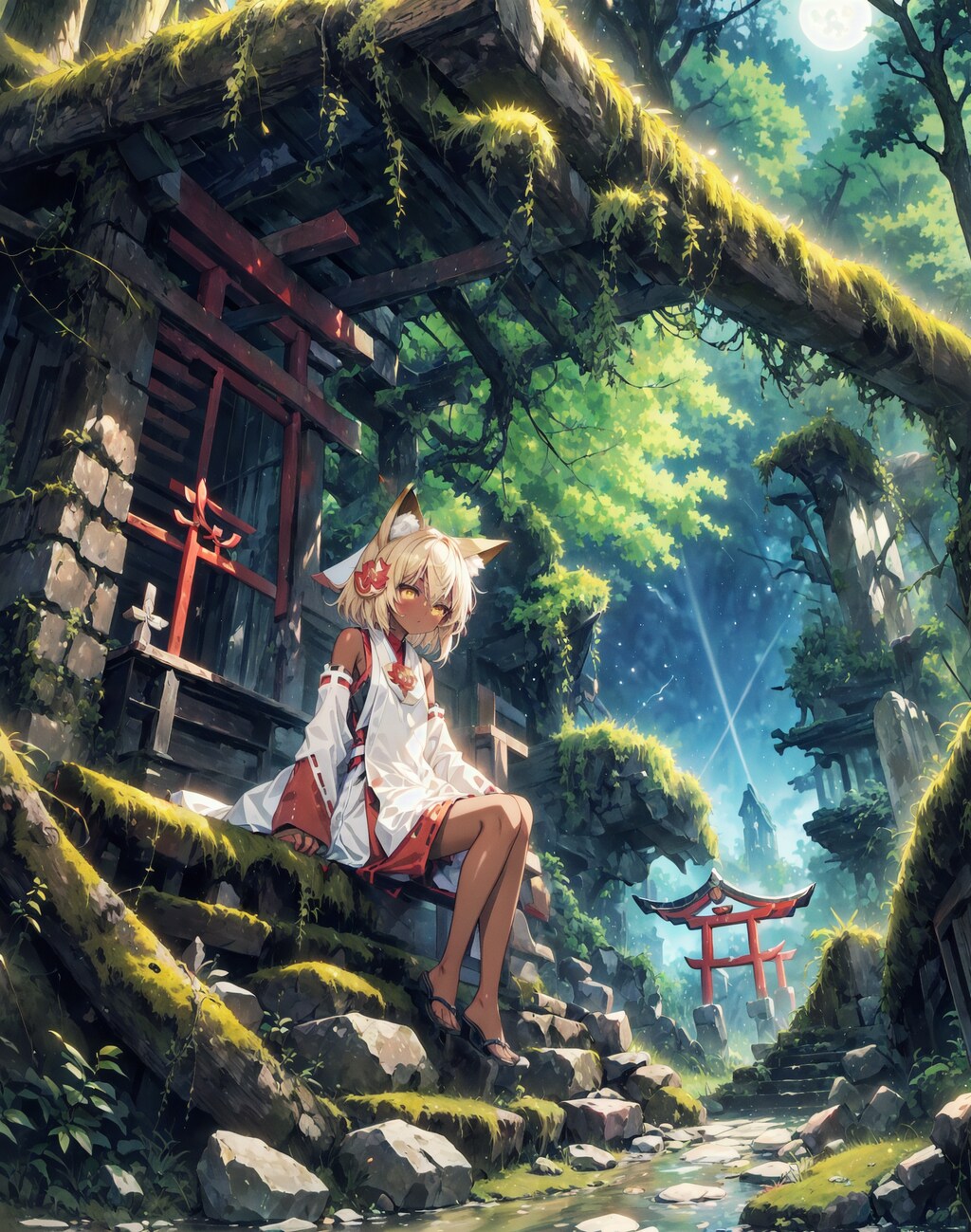 忘れ去られた神社と狐娘