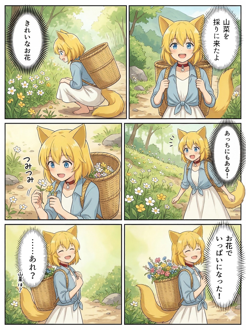 花の美しさに惑わされるキツネ