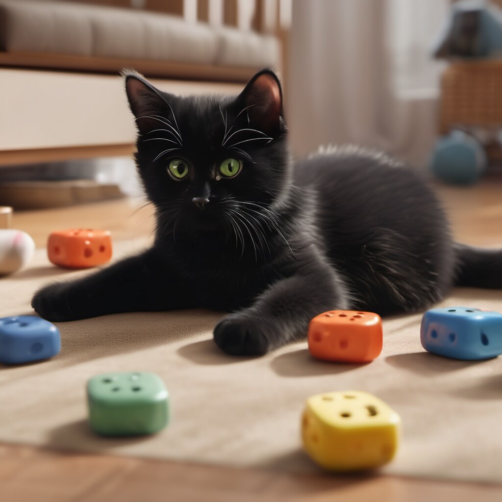 おもちゃで遊ぶ子猫