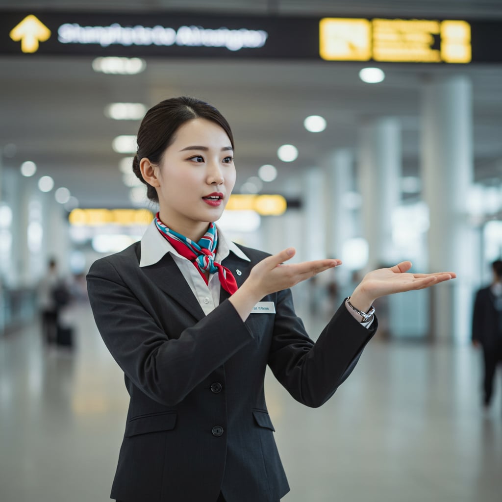 上海浦東国際空港の職員女性