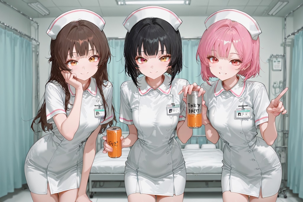 病室でお酒は駄目だから、ジュースでお疲れ様。