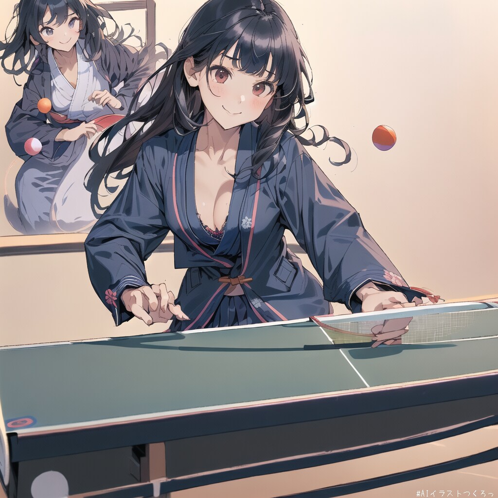 ホテルの卓球を楽しむ少女達