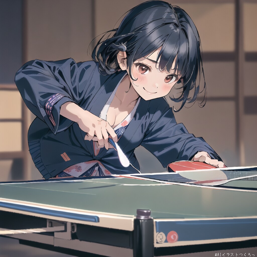 ホテルの卓球を楽しむ少女達