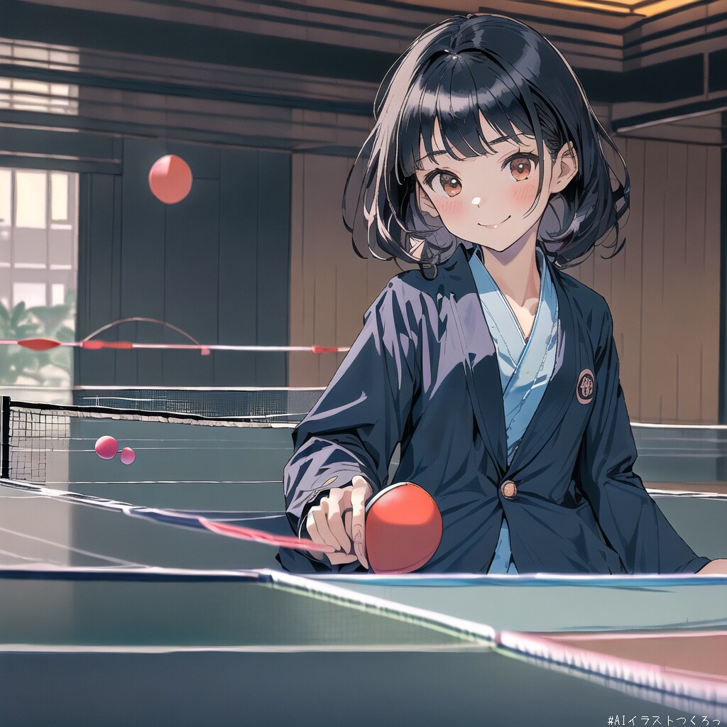 ホテルの卓球を楽しむ少女達