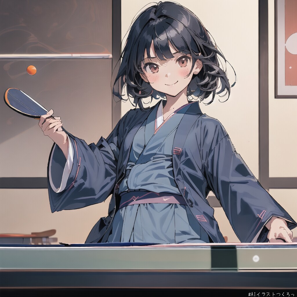 ホテルの卓球を楽しむ少女達