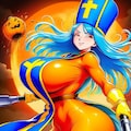 オレンジ全身タイツ神職人妻 4枚目