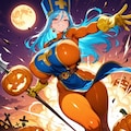 オレンジ全身タイツ神職人妻 6枚目