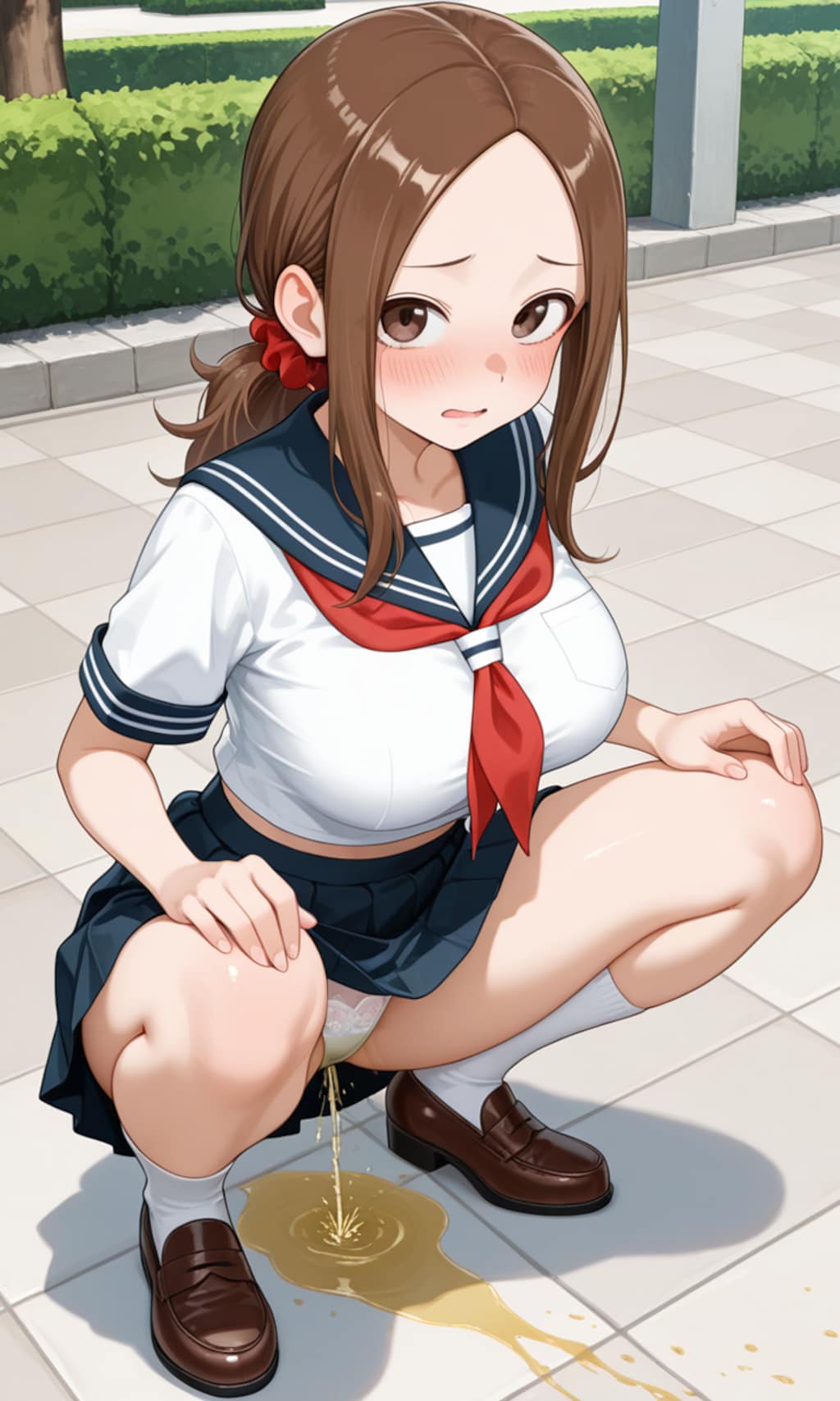 おしっこお漏らしチャレンジ【(元)高〇さん】(制服)