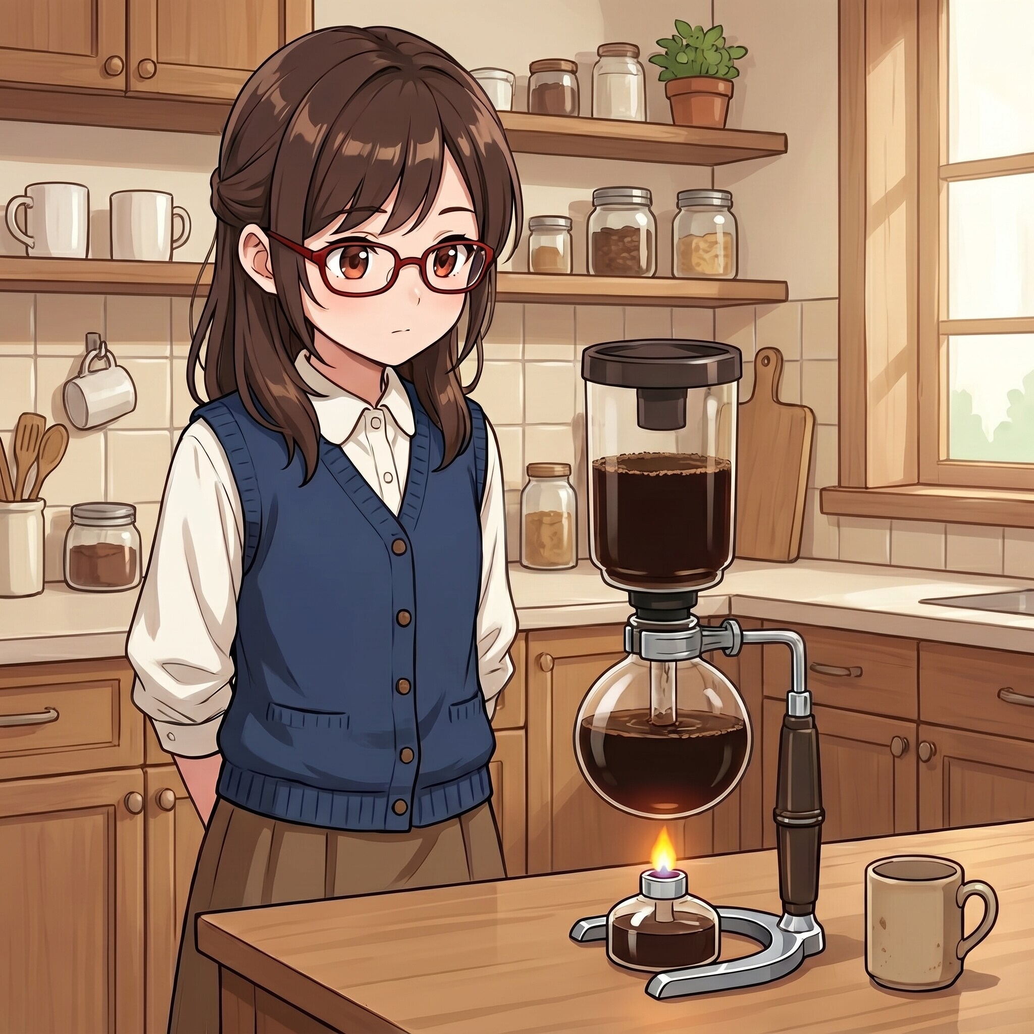 <先輩ちゃん>初めてコーヒーを淹れる | の人気AIイラスト・グラビア