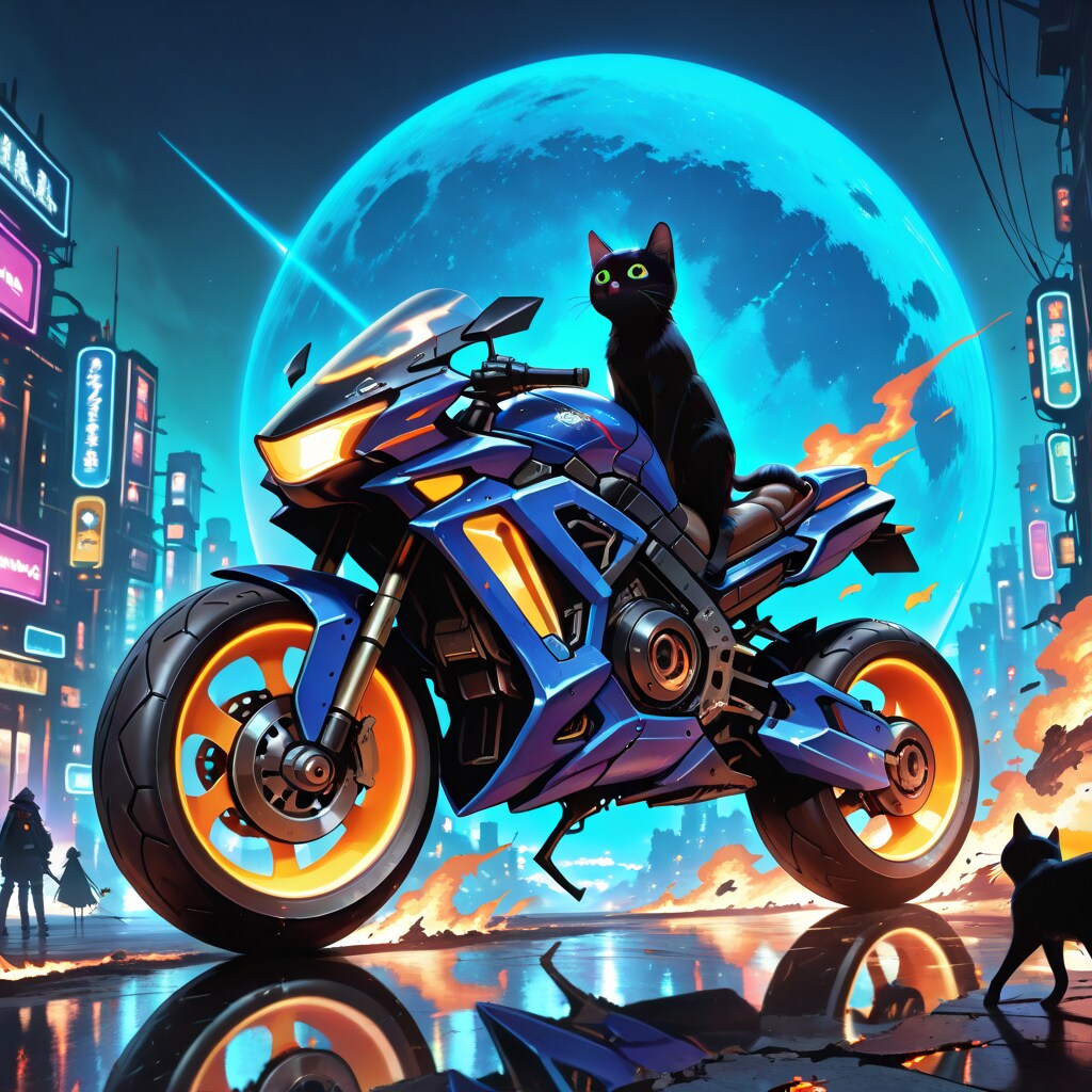 Future Bike と黒猫 | の人気AIイラスト・グラビア