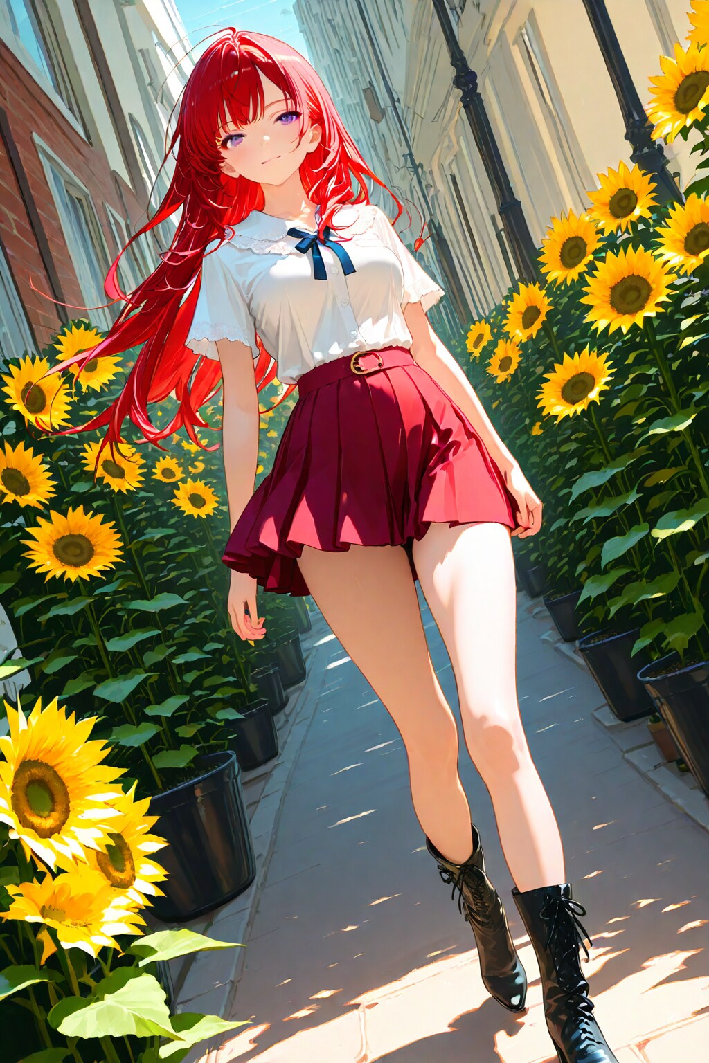 【ＤＲＡＧＯＮ様版】長身美脚赤髪紫目美少女（春夏秋冬）