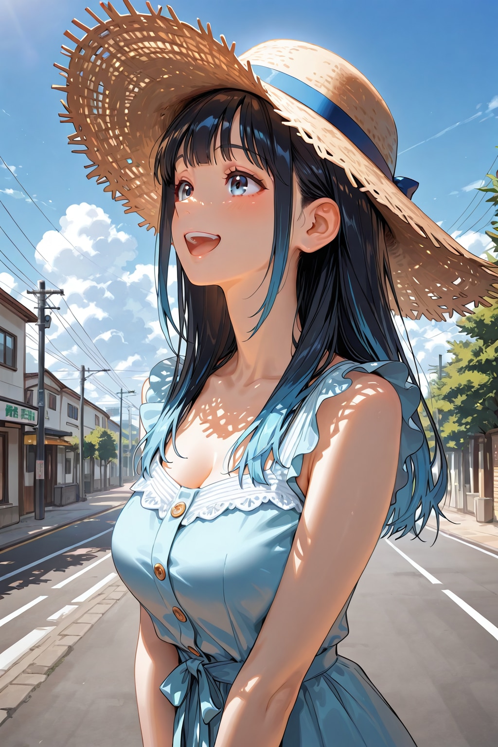 心春ちゃんのワンピースと麦わら帽子
