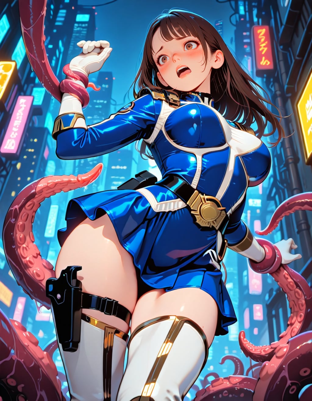 ブルーパワーレンジャー触手に捕まる