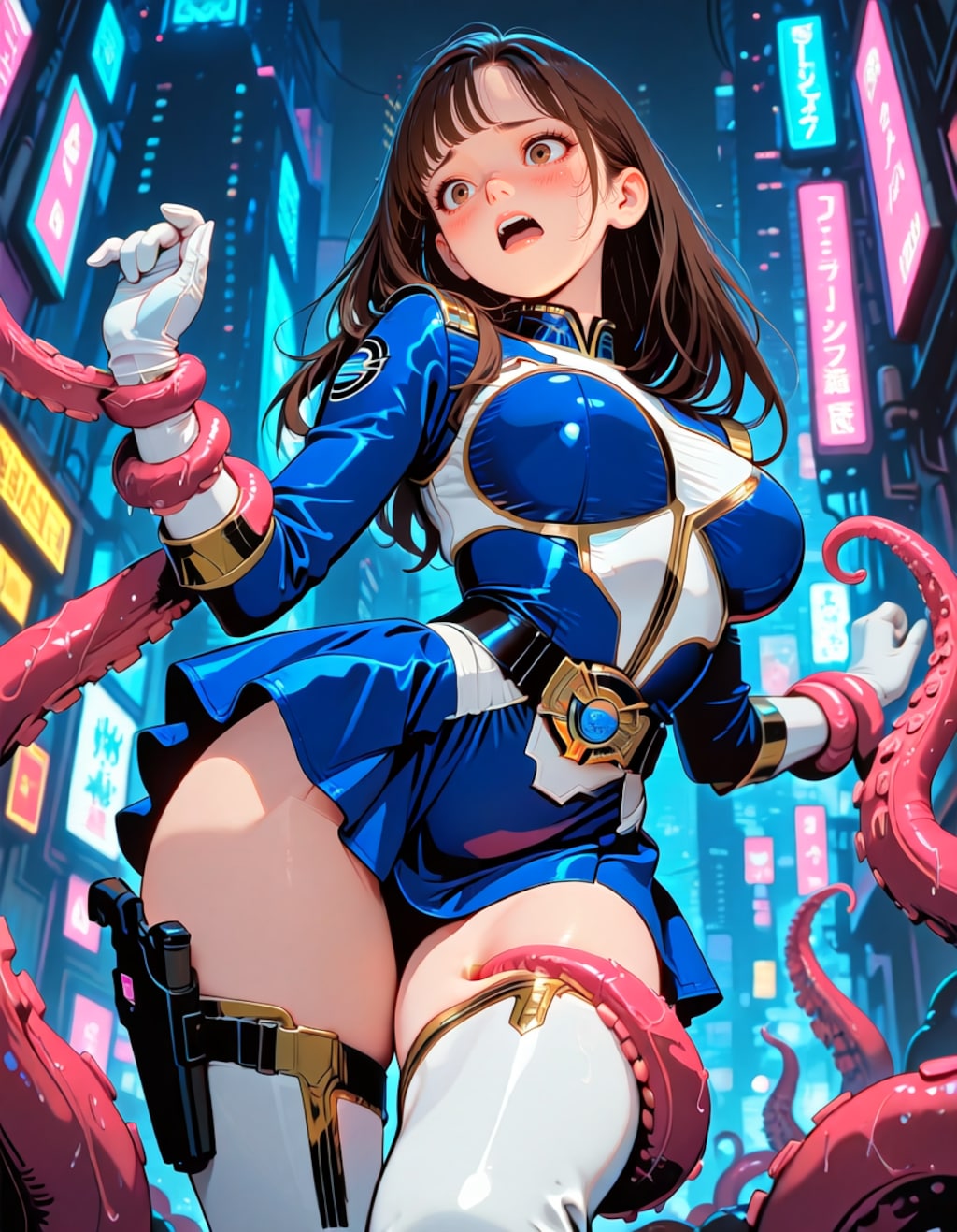 ブルーパワーレンジャー触手に捕まる