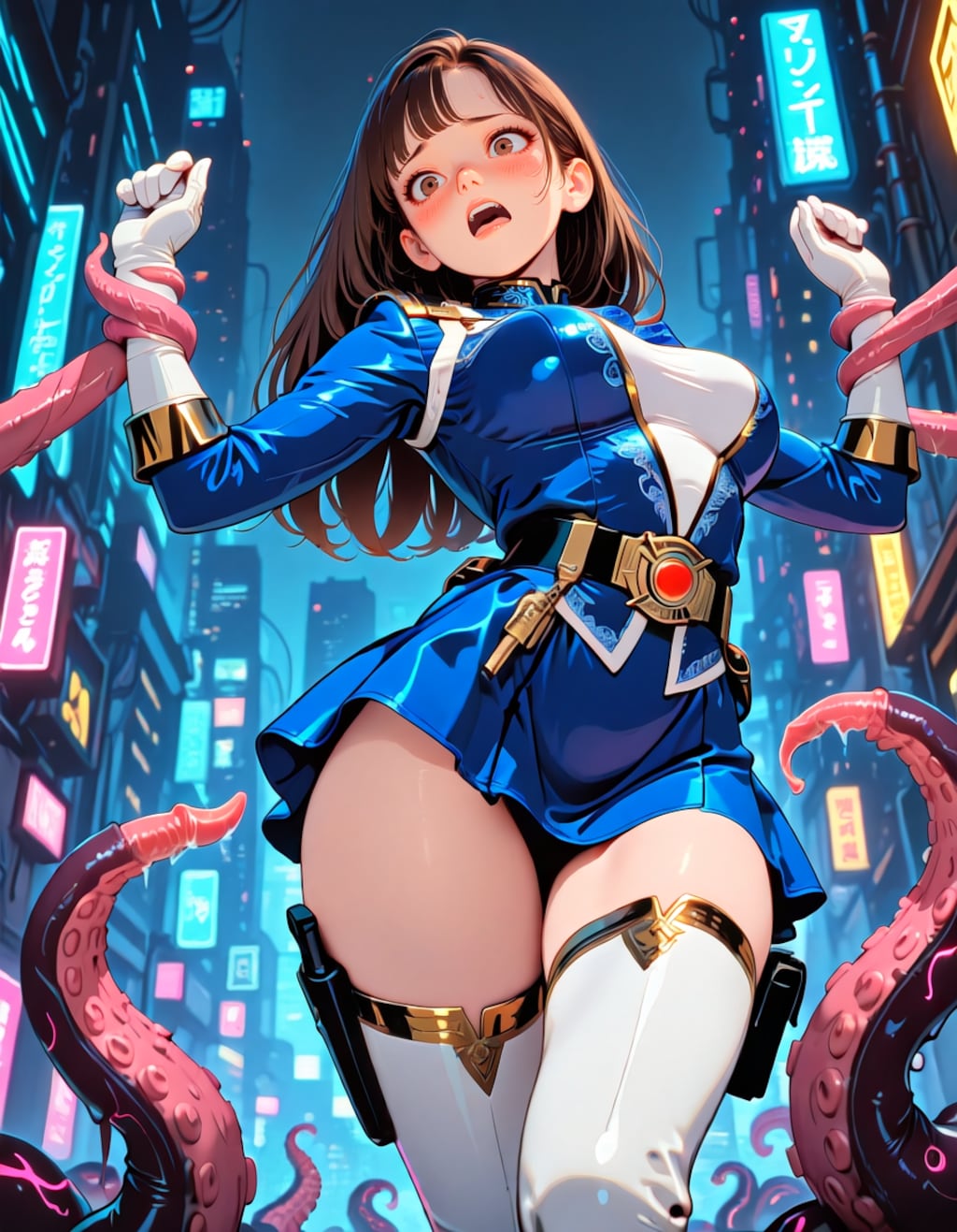 ブルーパワーレンジャー触手に捕まる