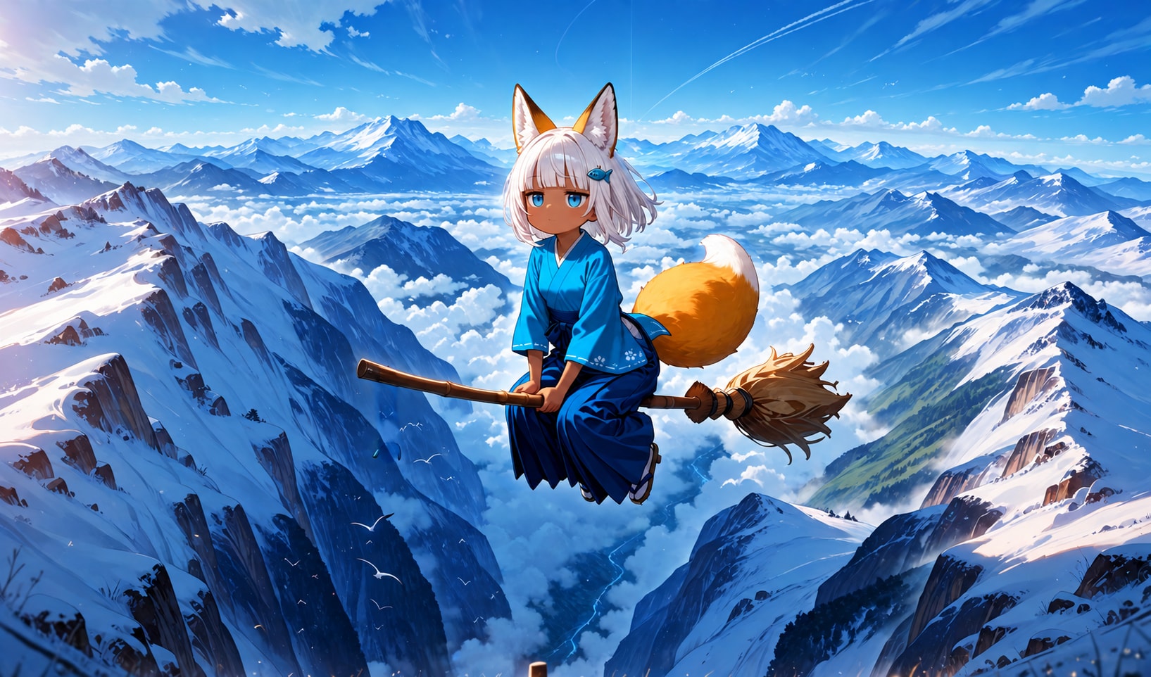 空中散歩白狐ちゃん