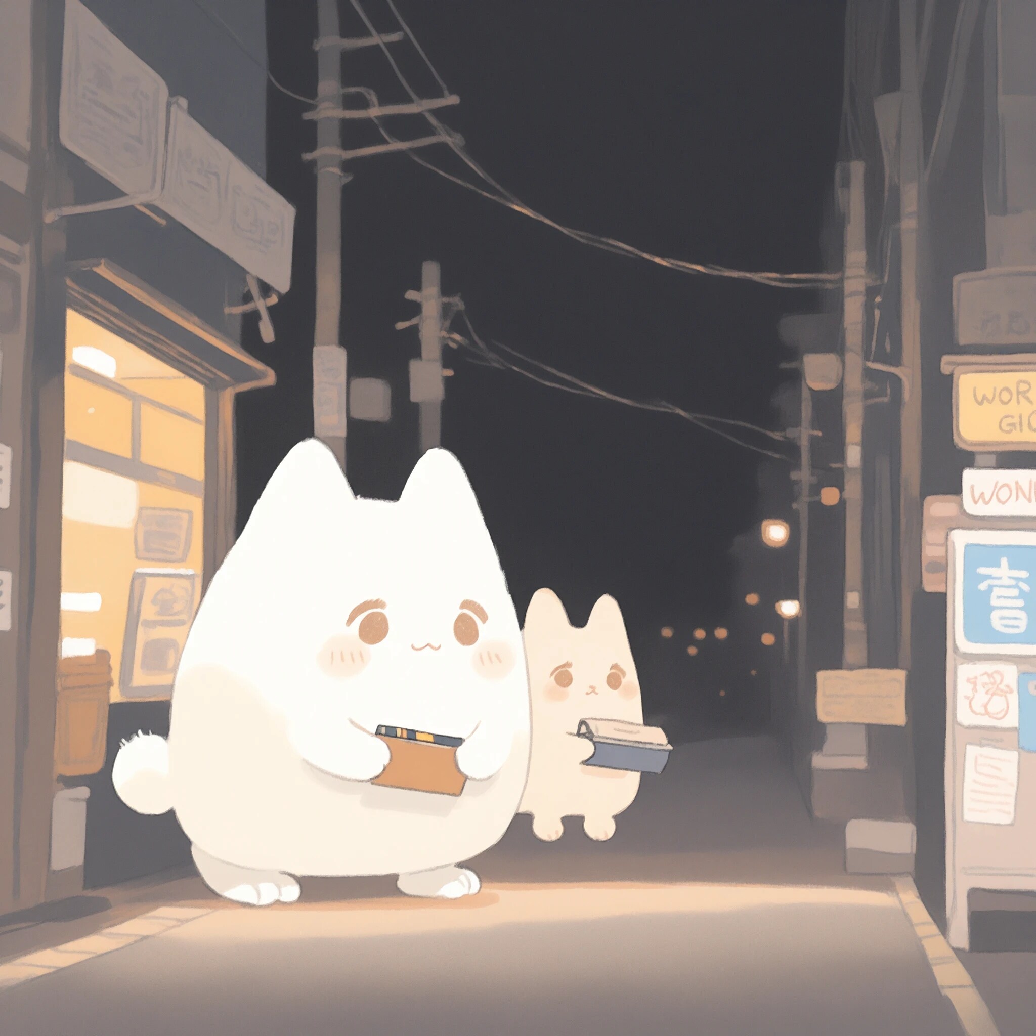 ポフポフウサギさん、夜のお買い物