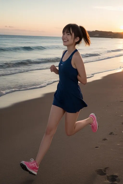 ER 2 夕陽の中でランニングしているよ❗️