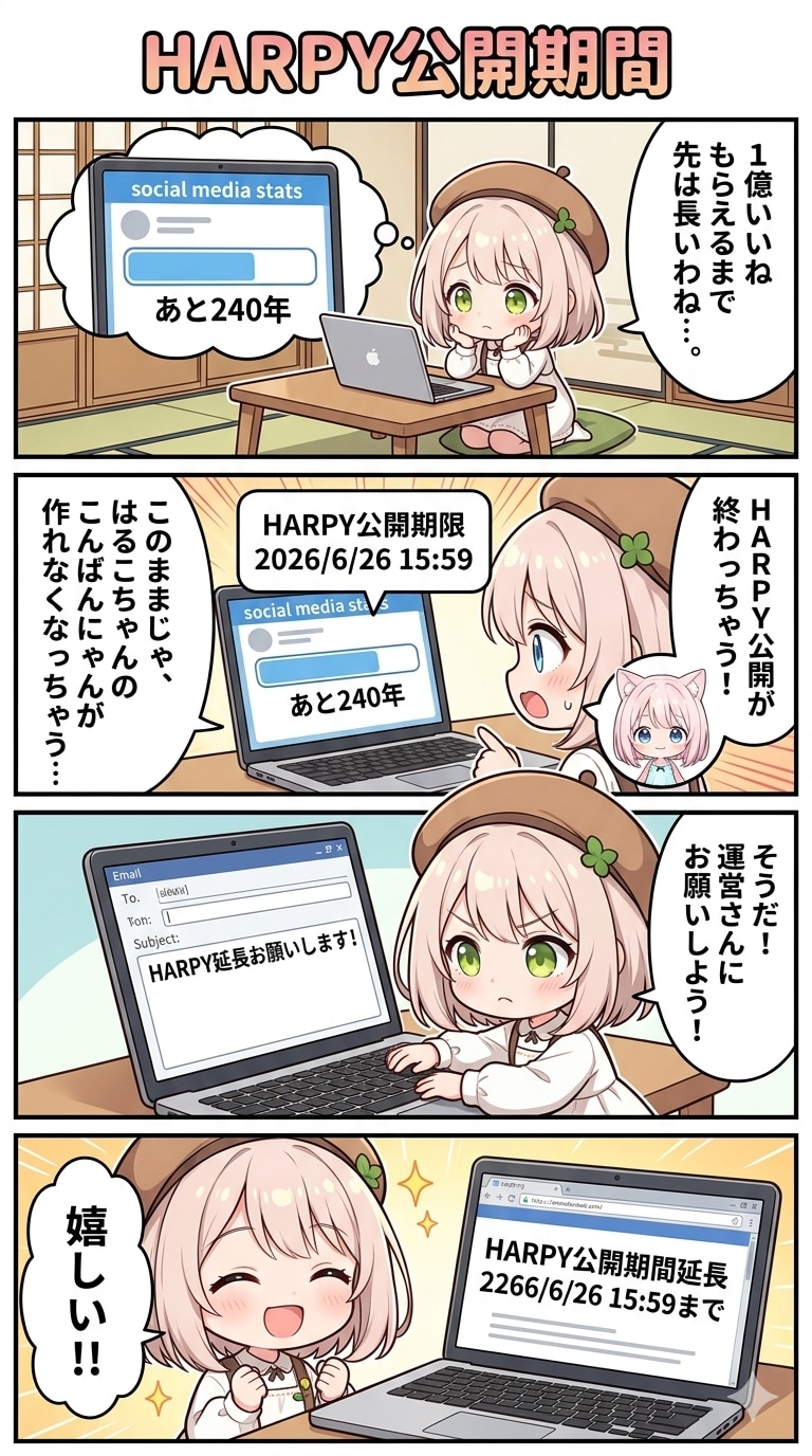 4コマ漫画「HARPY公開期間」