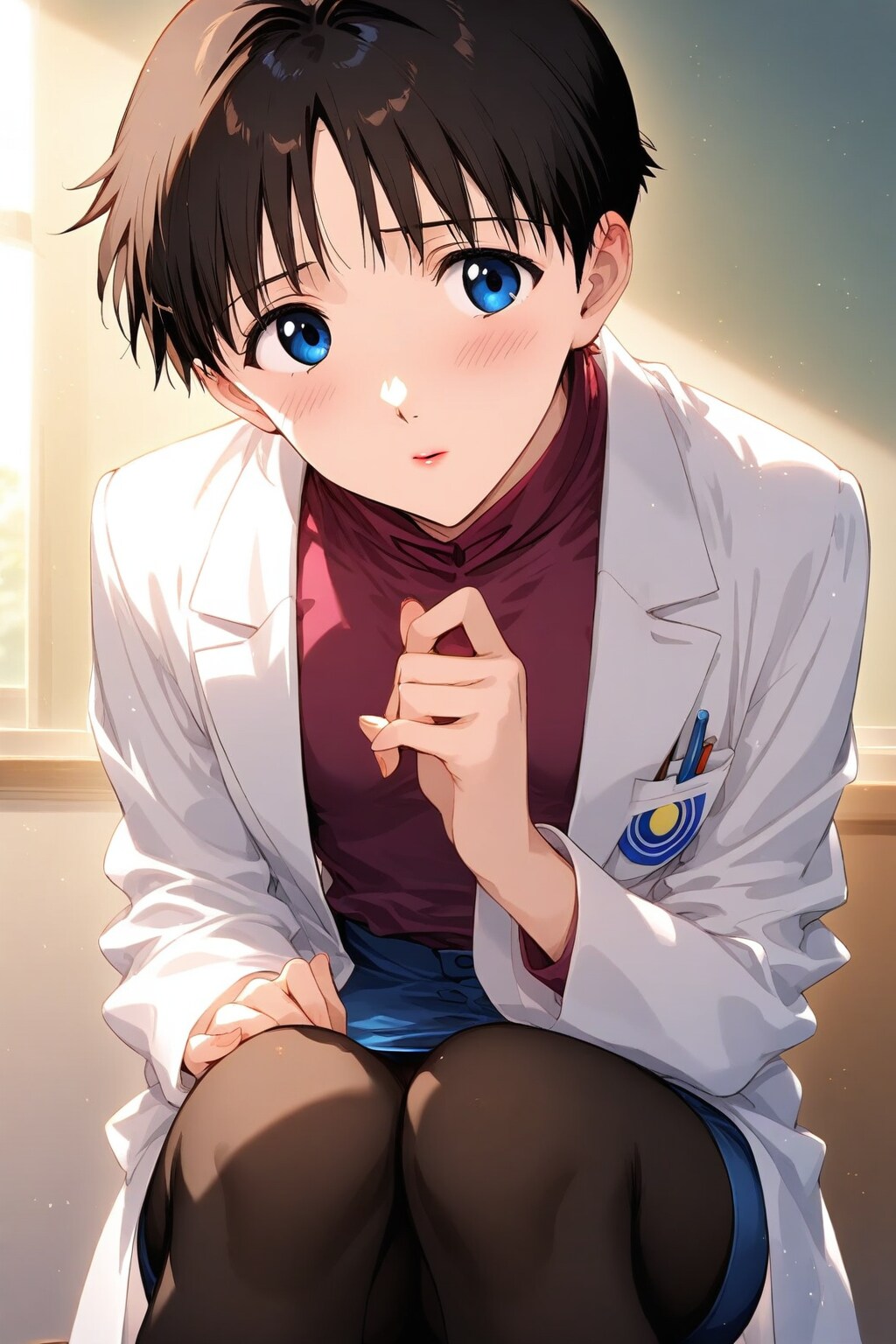 リツコのイタズラで白衣女装中の碇シンジ