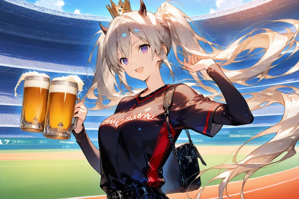 赤ユニ悪魔のビールスマイル